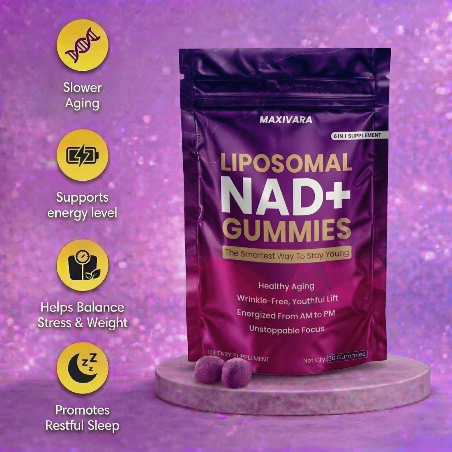 MAXIVARA™ NMN, NAD+ Ultimate Mitochondrial Support with Resveratrol